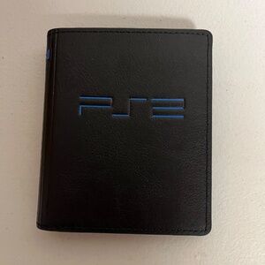 Playstation 2 Faux Leather Wallet Black Money Holder Blue